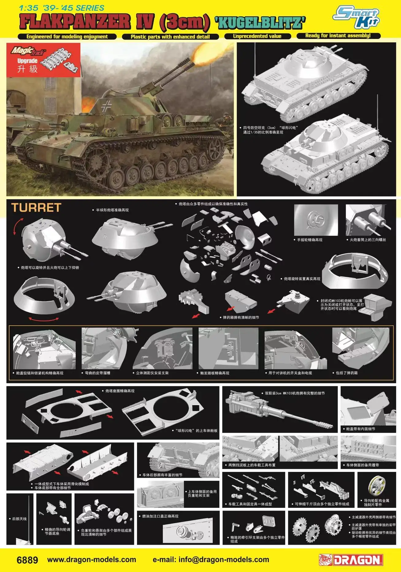 

DRAGON 1/35 6889 Flakpanzer IV (3cm) 'Kugelblitz' [Bonus:Magic tracks]