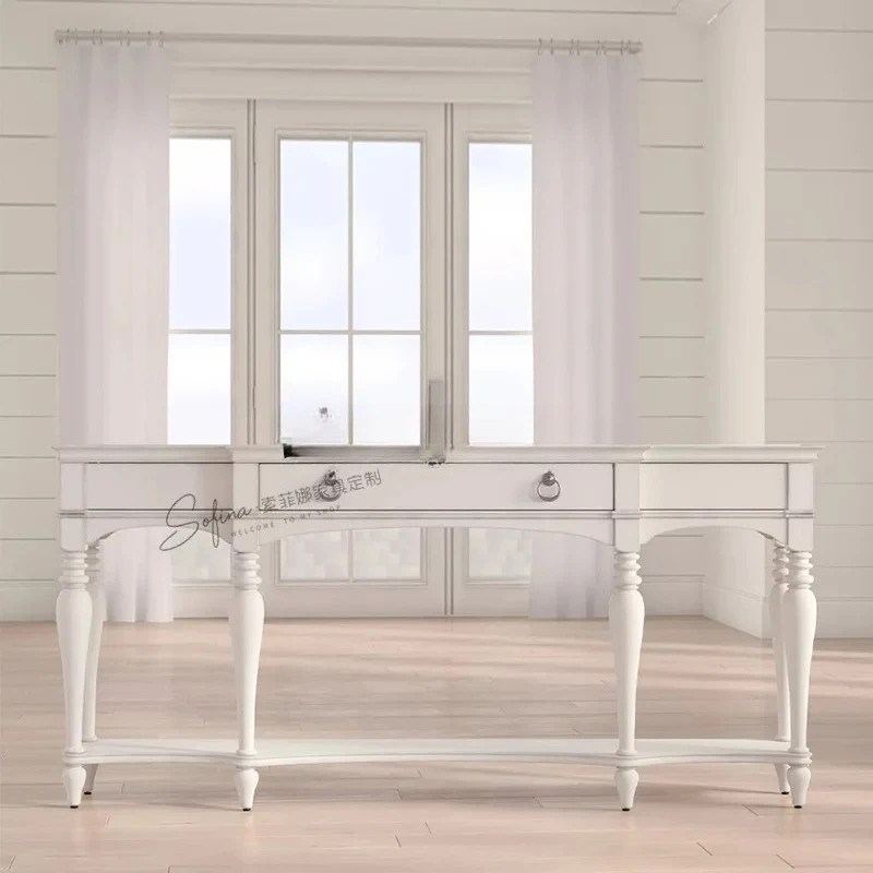 DHY retro entrance table facing the door, solid wood corridor against the wall