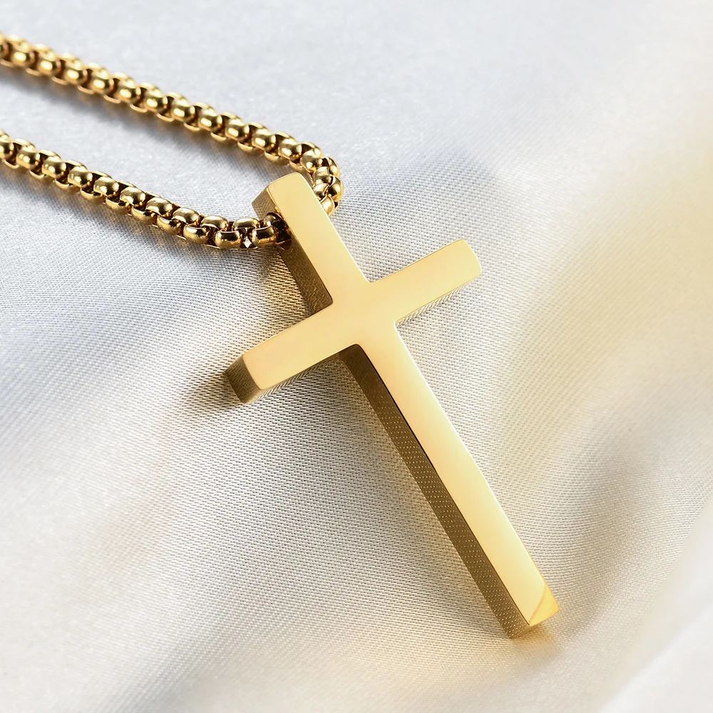 Titanium Steel Jesus Cross Necklace Men Women Bible Verse Spiritual Necklace for Men Jewelry Halloween Christmas Gifts