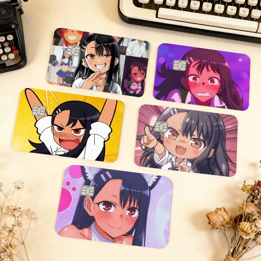 1pc Nagatoro Hayase Anime Waterproof Film Skin Cover Credit Card Stickers Debit Front Bank Bus Pass