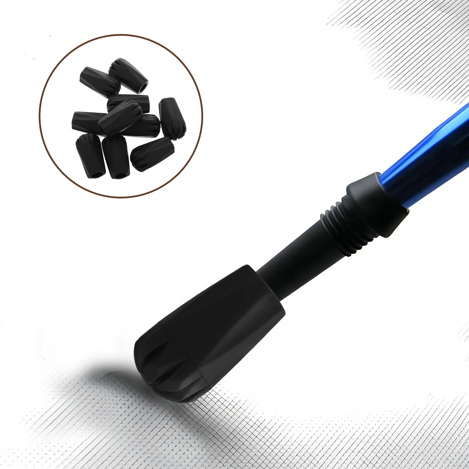 

10pcs Walking Stick Rubber Tips Thickened Non-Slip Replacement End Caps For Trekking Poles Hiking Outdoor Durable Soft Tips