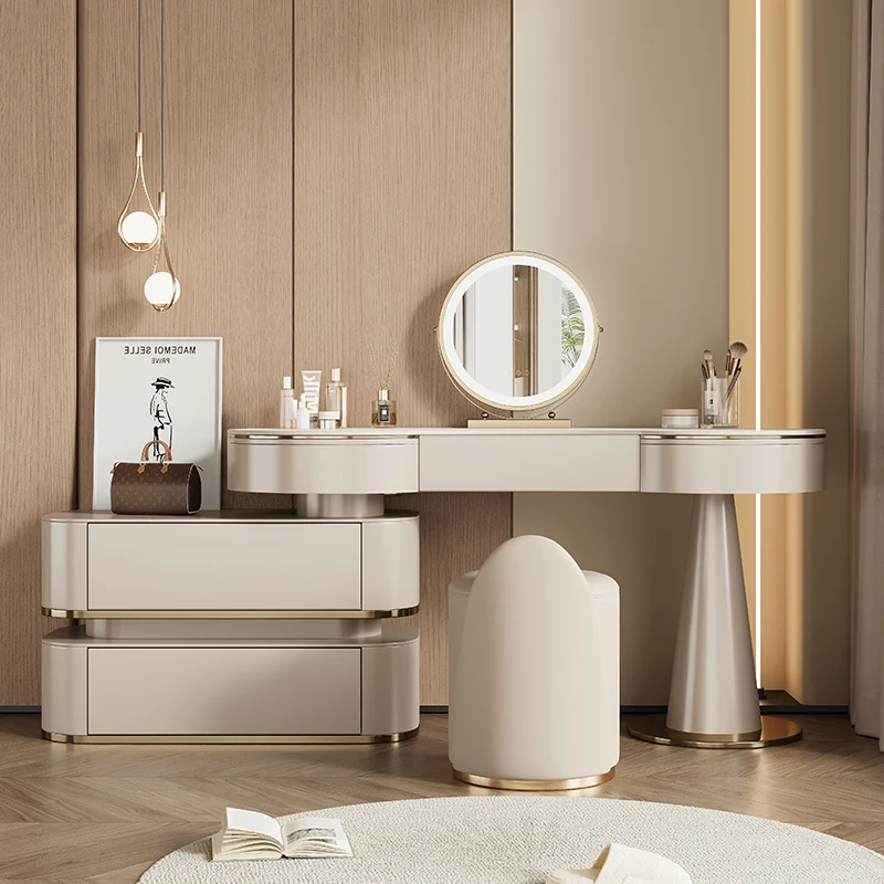 Fully furnished modern luxury rock slab countertops Makeup vanity dressing table dressers vanity desk tables Bedroom furniture
