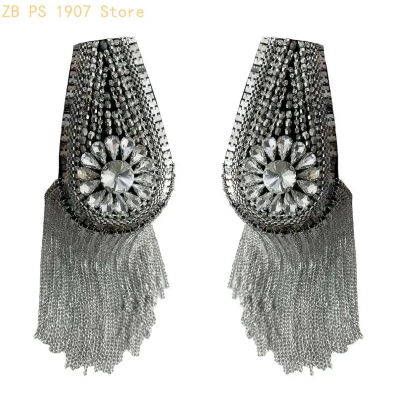 Decorative Shoulder Epaulette Brooch with Bright Detail for Event Outfits 55KA