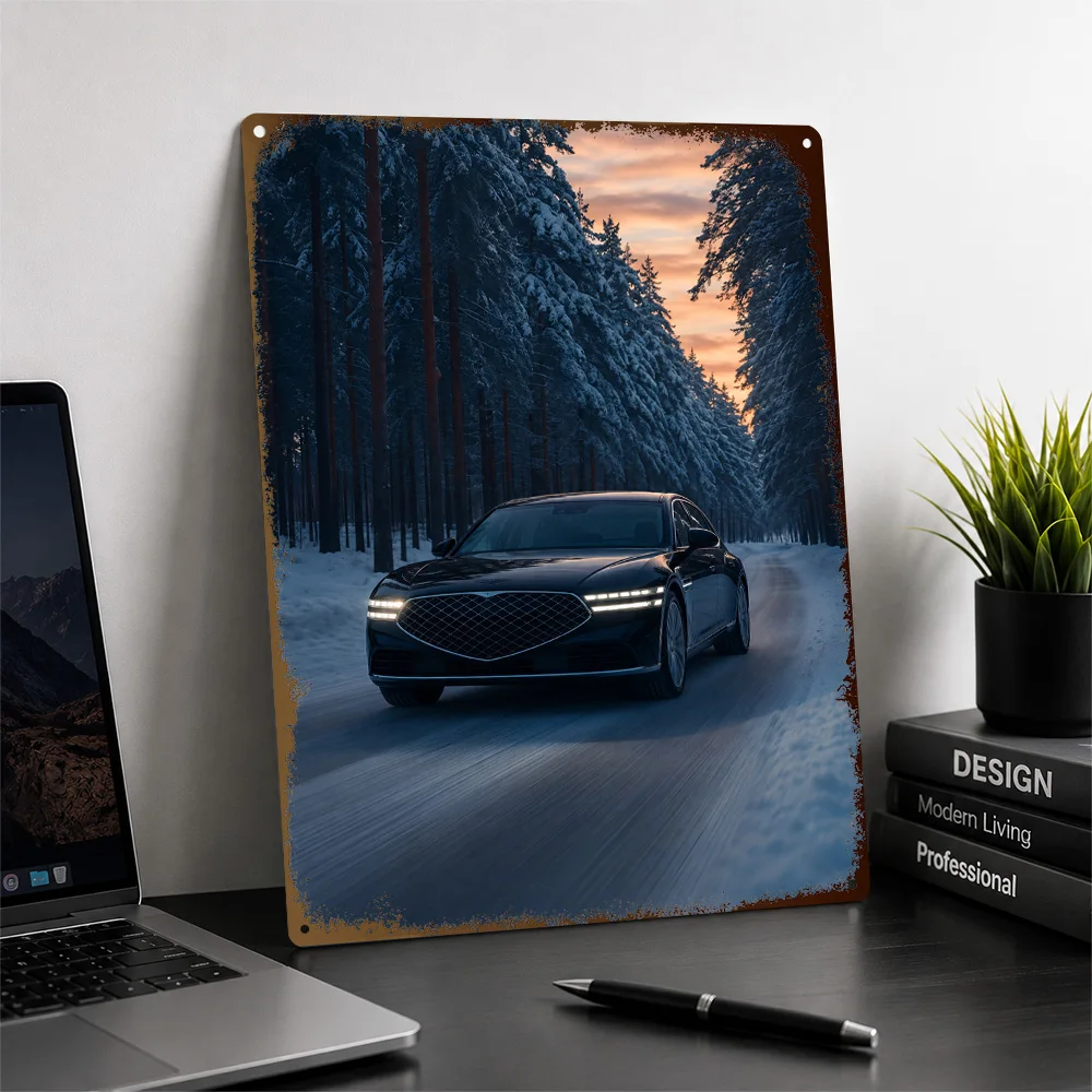 Korea G90 Black Luxury Car Printed Poster Personalized Aluminum Metal Sign Road Culture Design Wall Art Made For Motoring Fans