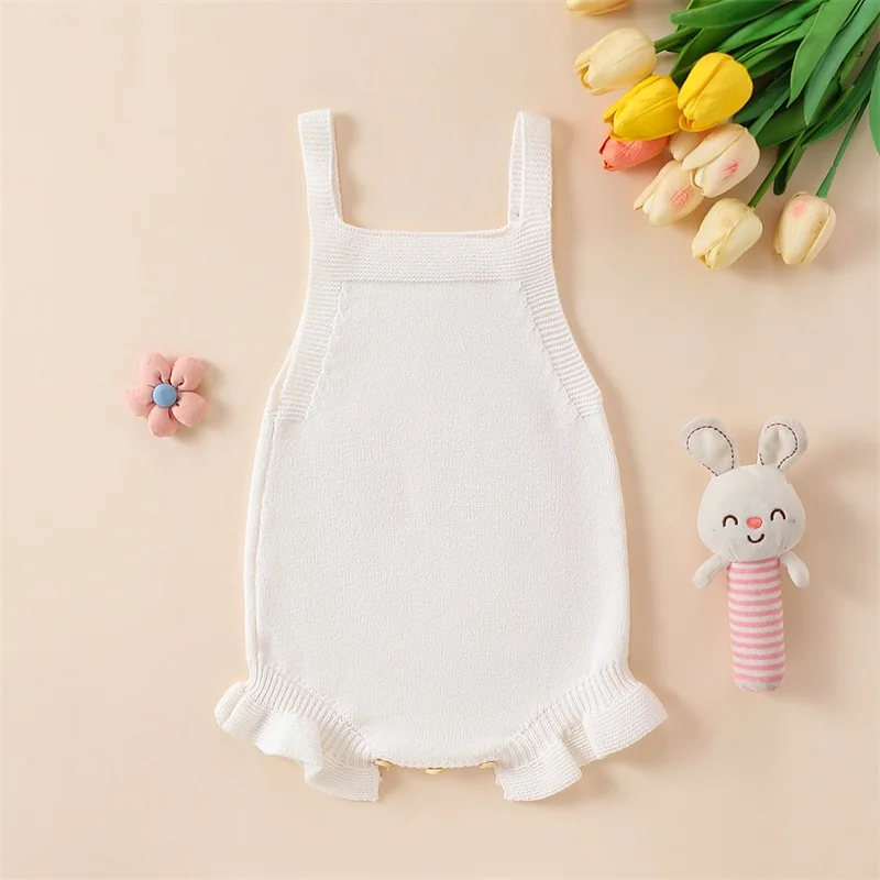 Baby Girl Birthday Outfit One Romper Sleeveless Jumpsuit Flower Embroidery Overall Newborn Cake Smash Clothes