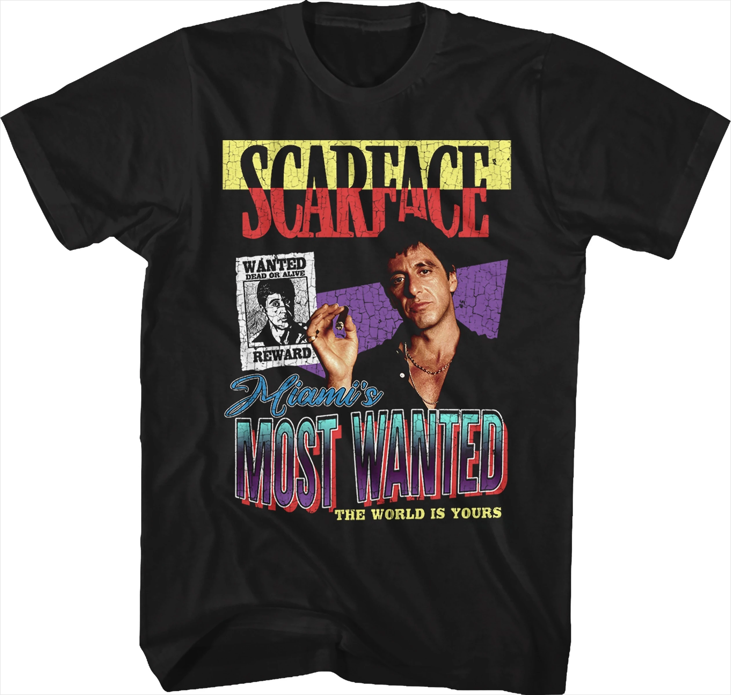 Scarface Miami's Most Wanted Retro Movie Graphic T-Shirt Men Women Vintage The World Is Yours Cotton Short Sleeve Unisex Tee