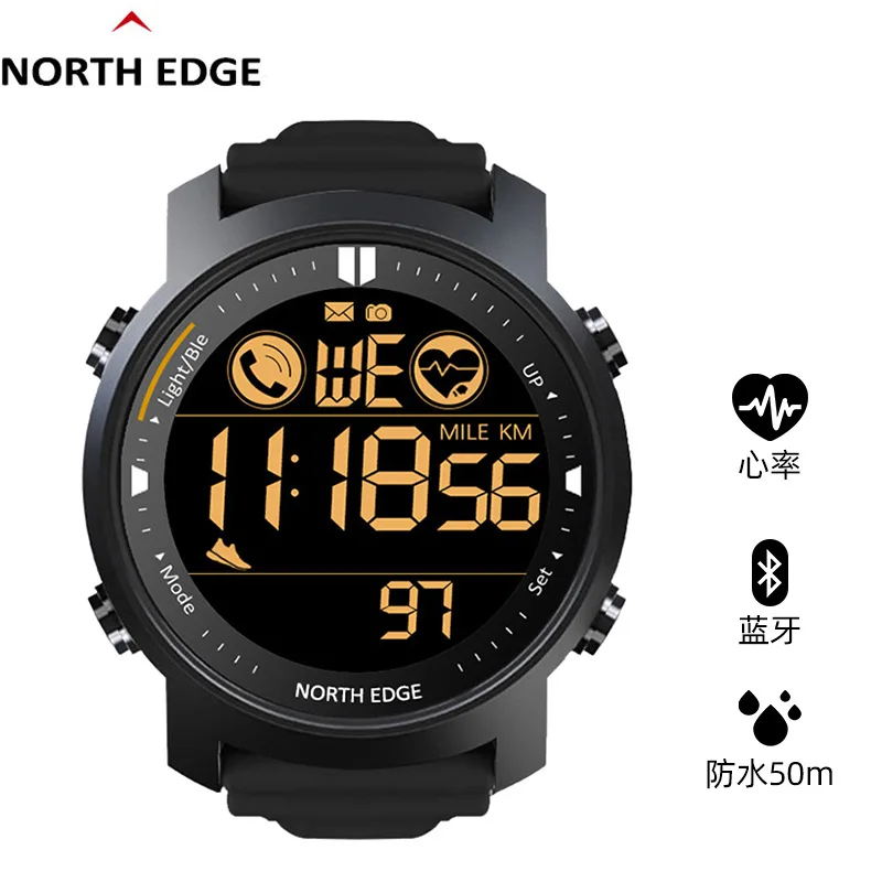 North Edge Men's Outdoor Sports Smart Waterproof Watch Long Standby Bluetooth Heart Rate Men's Watches