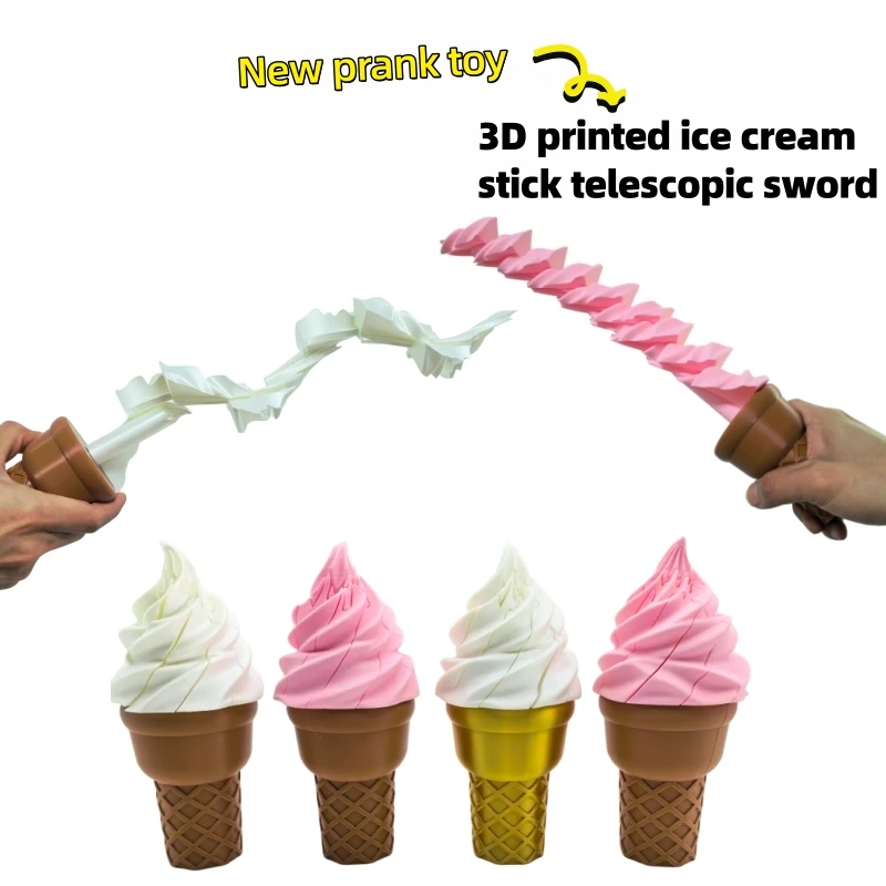 3D Printed New Prank Toy Ornament Ice Cream Extendable Sword, Fun Gameplay, Realistic Design, Suitable for Self-Use and Gifting,