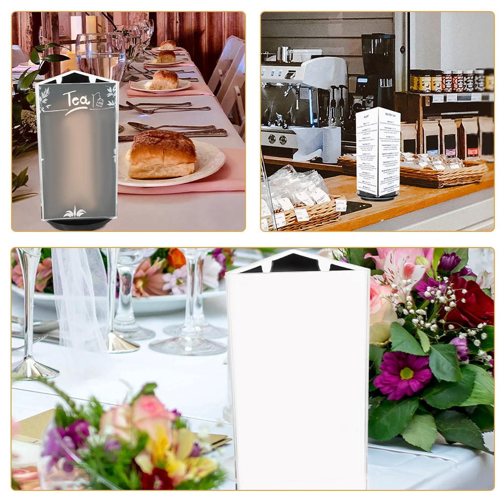 

Acrylic Clear Stand Rotatable Table Top Sign Holder For Restaurant Hotel Conference Menu Rack Poster Stands For Display