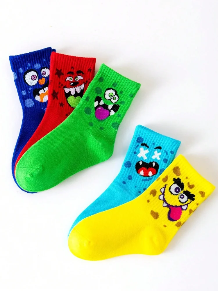 5 Pairs of Cute Toddler Socks for Boys and Girls in Spring, Summer, Autumn and Winter Soft and Breathable Four-Season Sports Socks