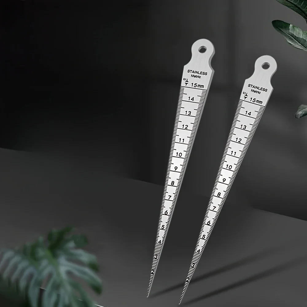 Stainless Steel Taper Feeler Gauge 0-15mm Metric/Imperial Dual Scale Wedge Gap Hole Ruler for Industrial Measurement Tools