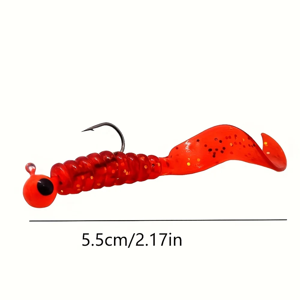 40-teiliges Angelköder-Set: 20 Stück Metall-Jigkopf-Angelhaken + 20 Stück Weiche Silikon-Wurmköder, Künstliche Fischköder – Detail 3