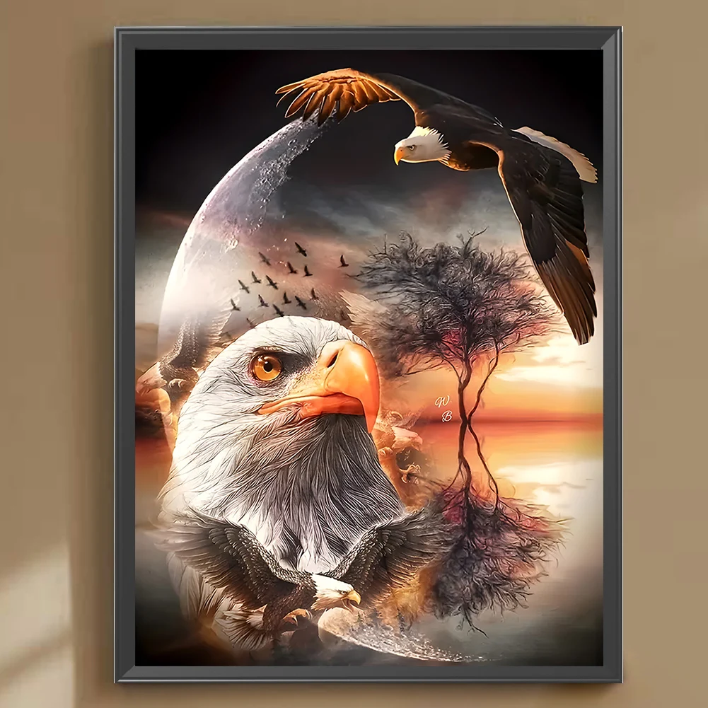 5D DIY Full Round Drill Diamond Painting Eagle Kit Home Decor Art Craft 30x40cm