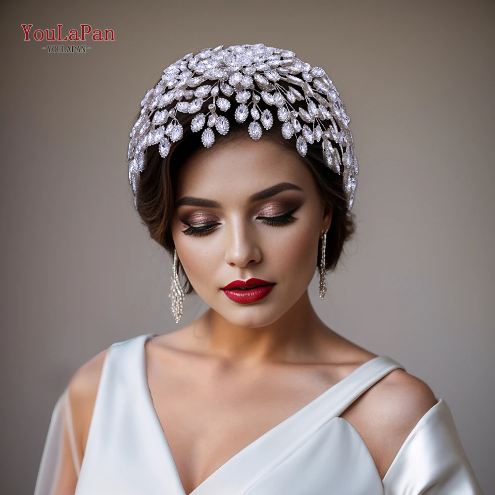 YouLaPan Luxe Bruiloft Haaraccessoires Strass Bruidshoofdband Vrouwen Feest Hoofdtooi Bloem Bruids Tiara en Kroon HP428