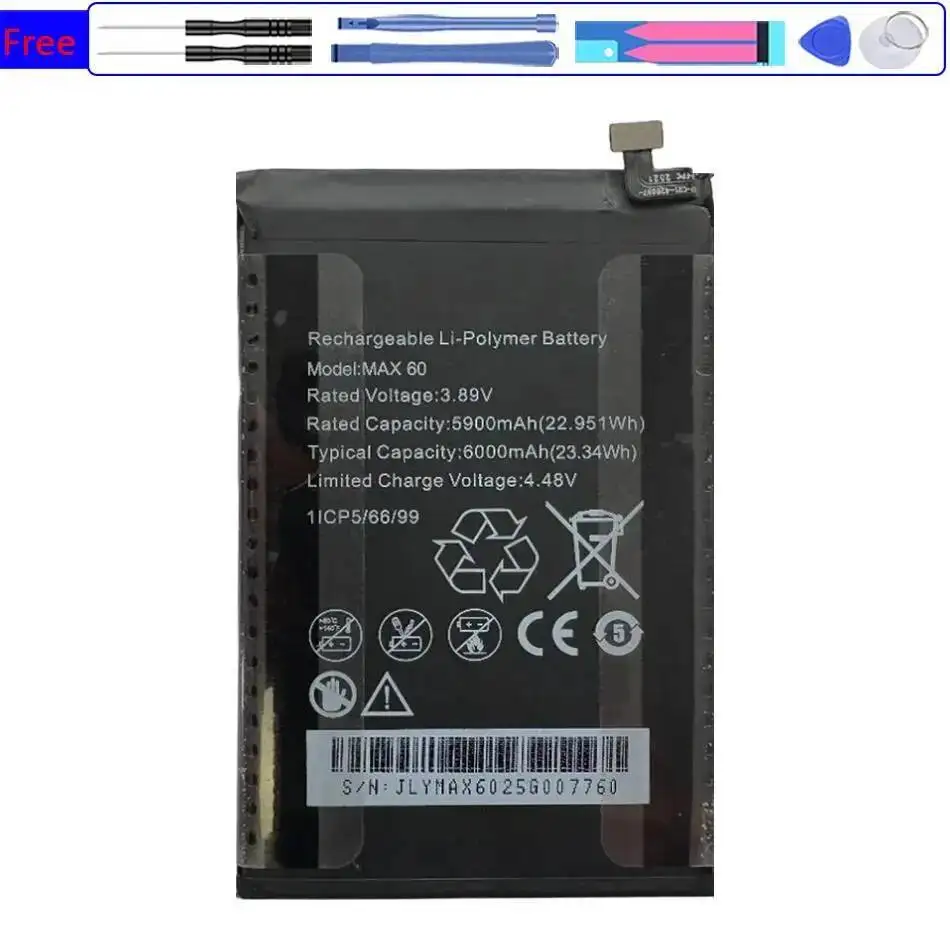 

Надежная сменная батарея для мобильного телефона емкостью 6000 мАч, легкая для Symphony Max 60