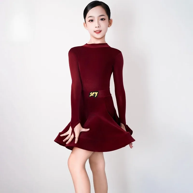 

Профессиональный шелковый бархатный комплект платья в полный рост, зимний наряд для соревнований по латинским танцам для мужчин и женщин