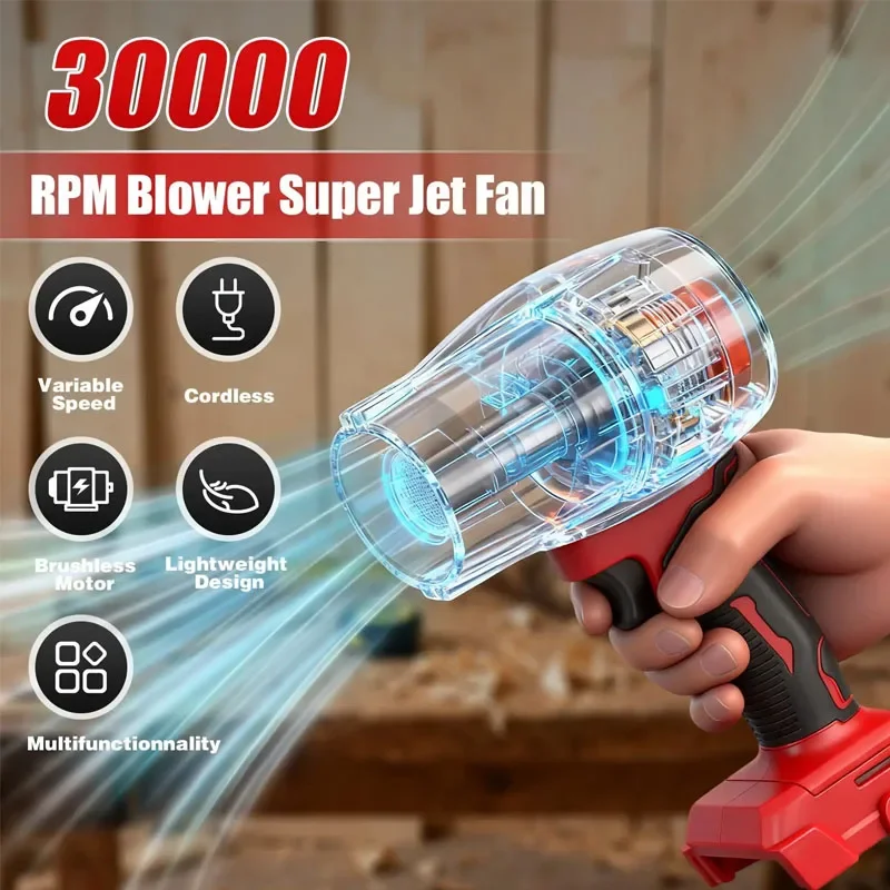

For Milwaukee 30000RPM Cordless Turbo Fan Handheld Violent Fan Brushless Air Blower Dryer 18V Rechargeable Dust Blowing Tool