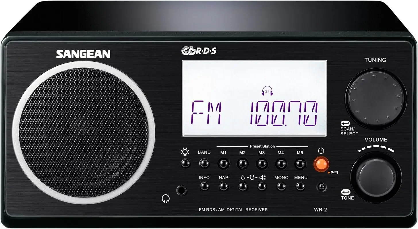 All in One AM/FM Alarm Clock Radio with Large Easy to Read Backlit LCD Display (Black)