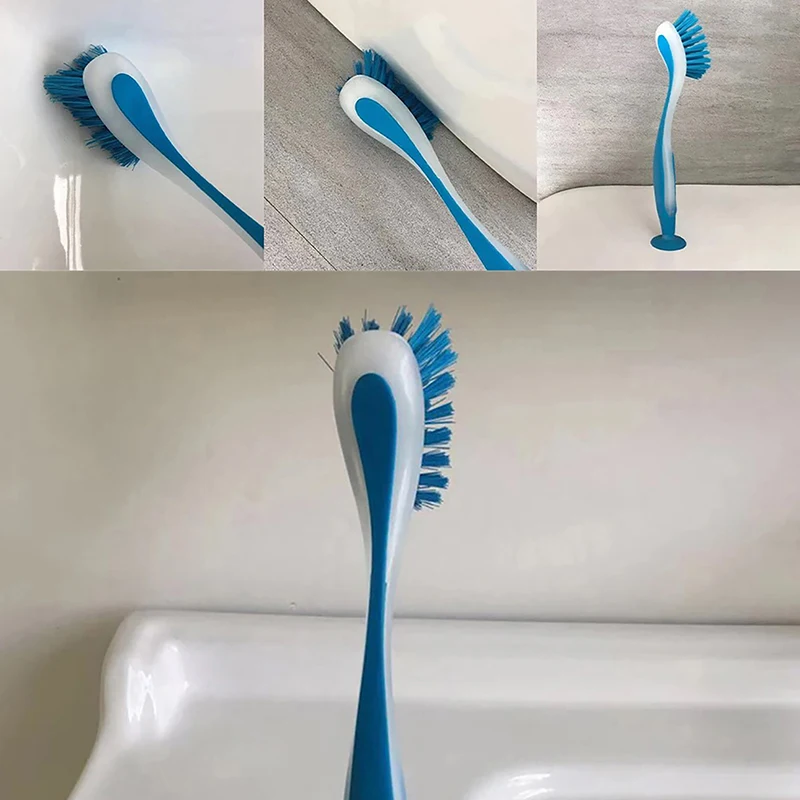 Multifunctional Pot Cleaning Brush Vertical Dishwashing Brush Kitchen Suction Cup Type Sink Cleaning Scrub Brush Long Handle