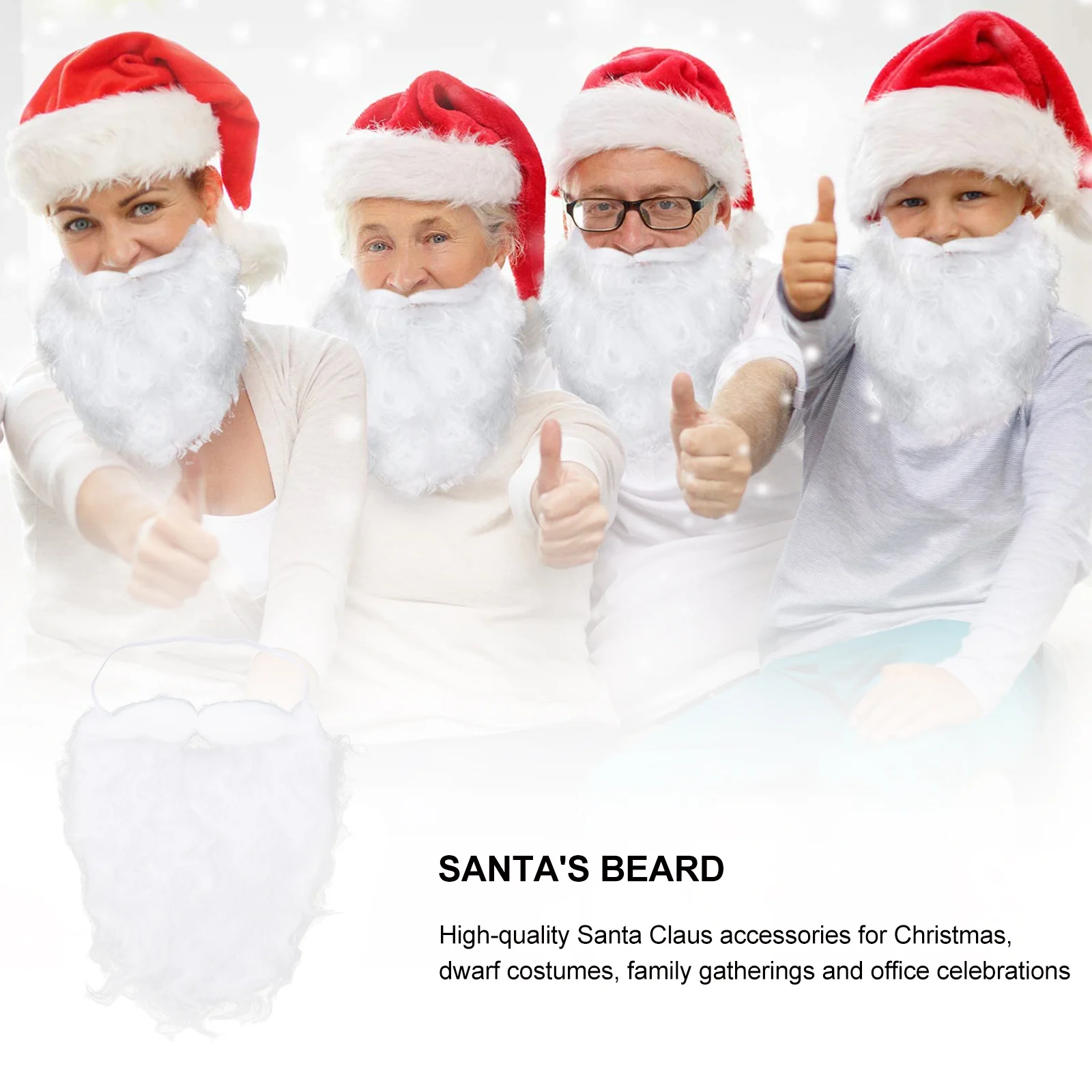 

4Pcs Santa Claus Beard Christmas White Fake Beard Cosplay Party Performance Props Comfortable Polyester Material