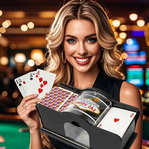 Imagen 2 del producto Batidora de cartas manual de 2 cubiertas con manivela, batidora de cartas para Blackjack, UNO, póker, máquina distribuidora de cartas de juego, tarjeta manual