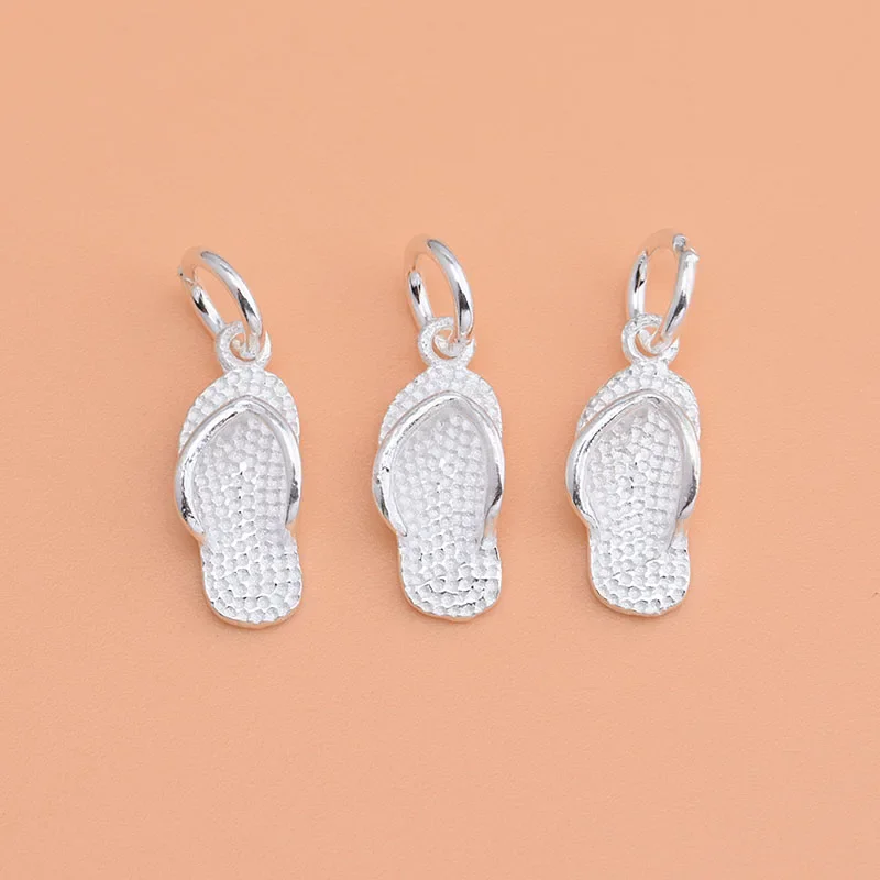 Korean fashion accessory S925 Sterling silver slipper Pendant Handmade diy bracelet necklace beaded jewelry