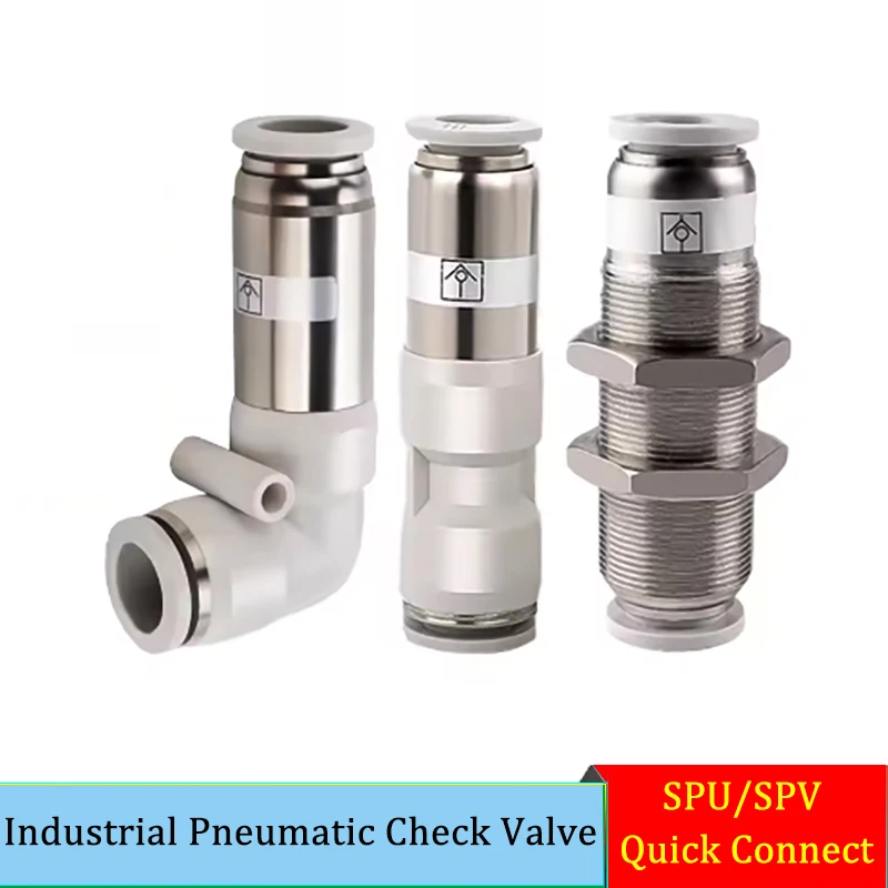 Industrial Pneumatic Check Valve SPU/SPV Quick Connect Straight/Elbow Fitting 1/4
