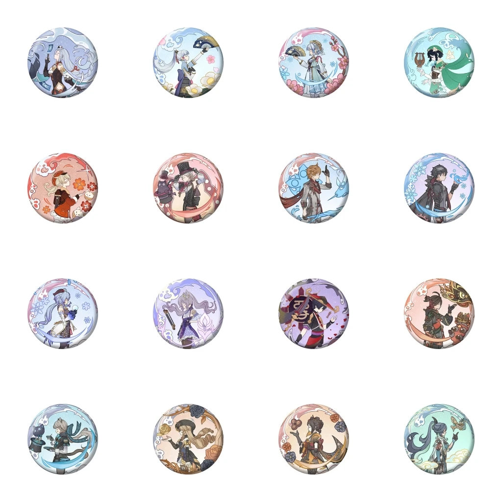 Game Genshin Impact Summertime Odyssey Balladeer Lynette Wriothesley Chiori Cosplay Badge Pin Tinplate Brooch Accessories Prop