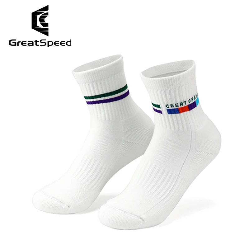 

Men Women Tennis Mid-waist Sports Socks White Brand Cotton Tennis Squash Badminton Socks Breathable Thickened Towel Bottom Socks