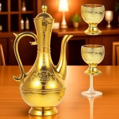 

1Set Classic Vintage Offering Cup Temple Worship Water Bowl Exquisite Artwork Buddhist Decorative Gift Offering Cup