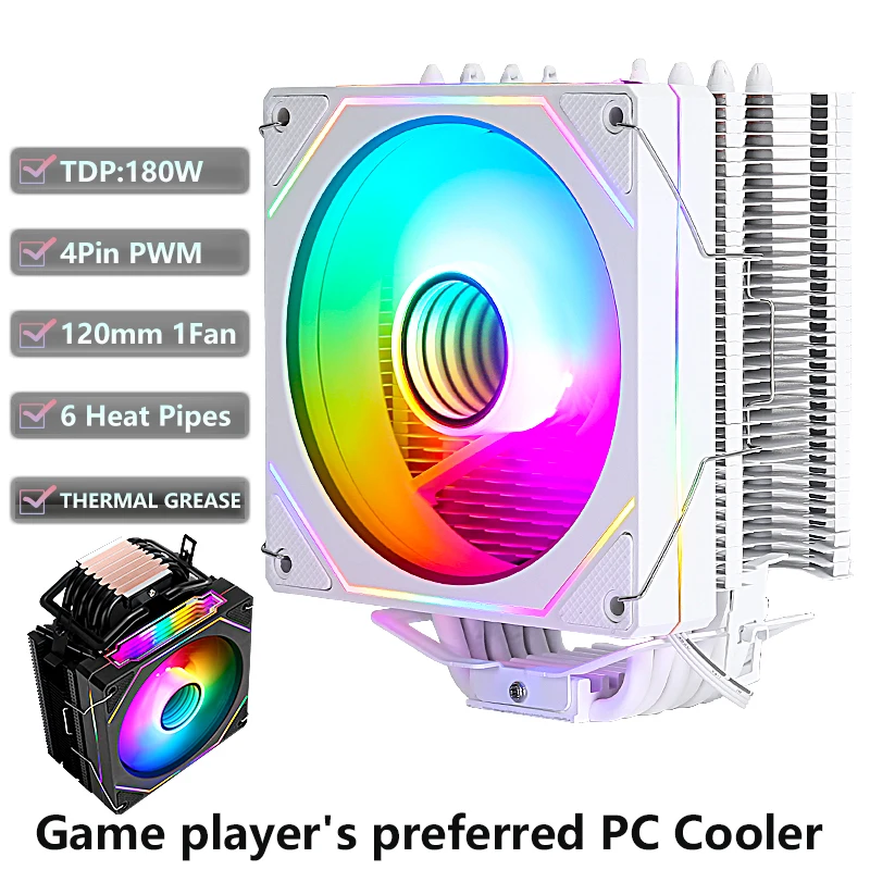 

PC Air-cooled 120mm Fan x79 x99 AM3 AM4 AMD Processor 4/6 Heat Pipe Radiator CPU Cooler Installing LGA2011 1200 115x 1700 1366