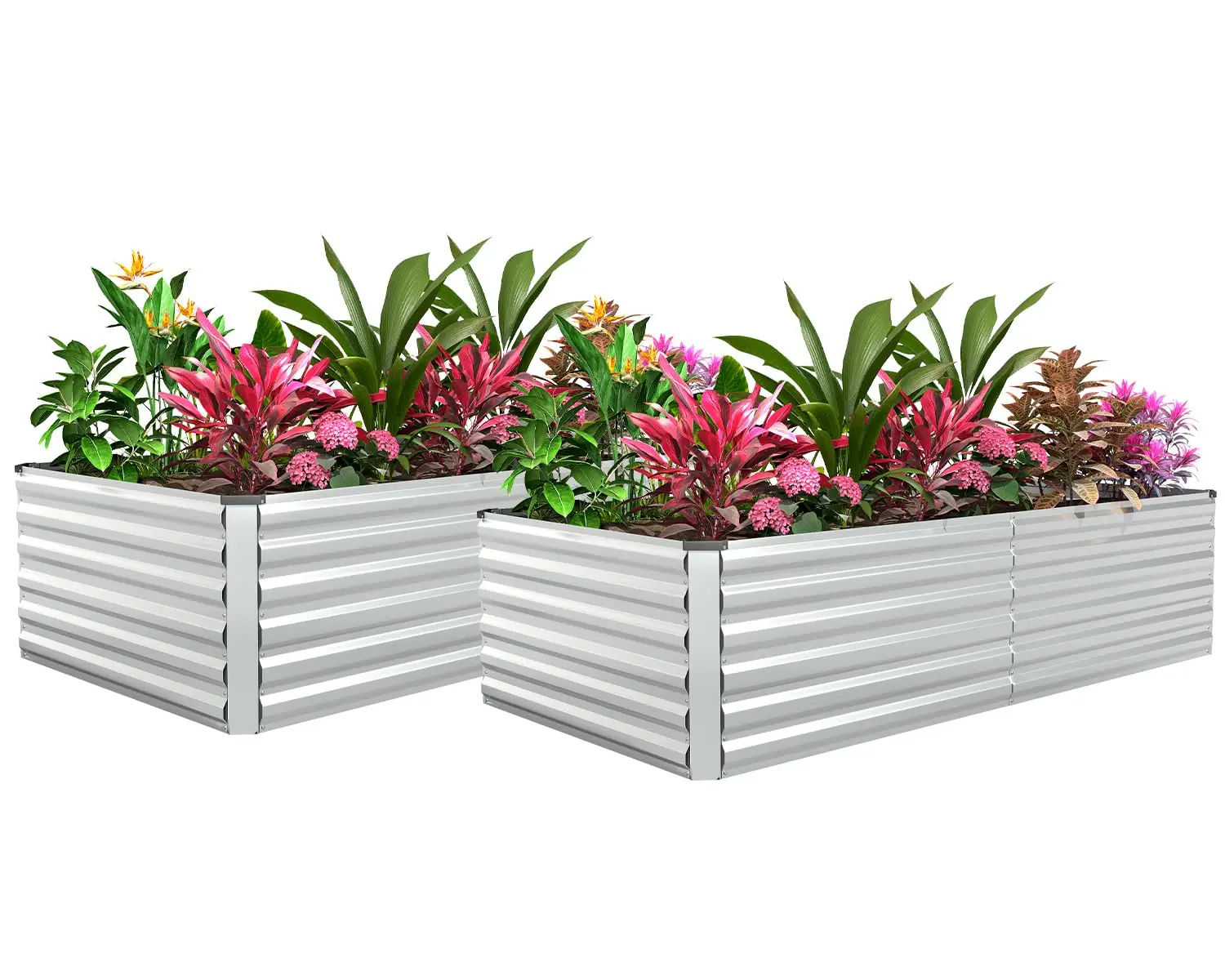6x3x2ft Raised Garden Bed Outdoor, Galvanized Steel Garden Beds