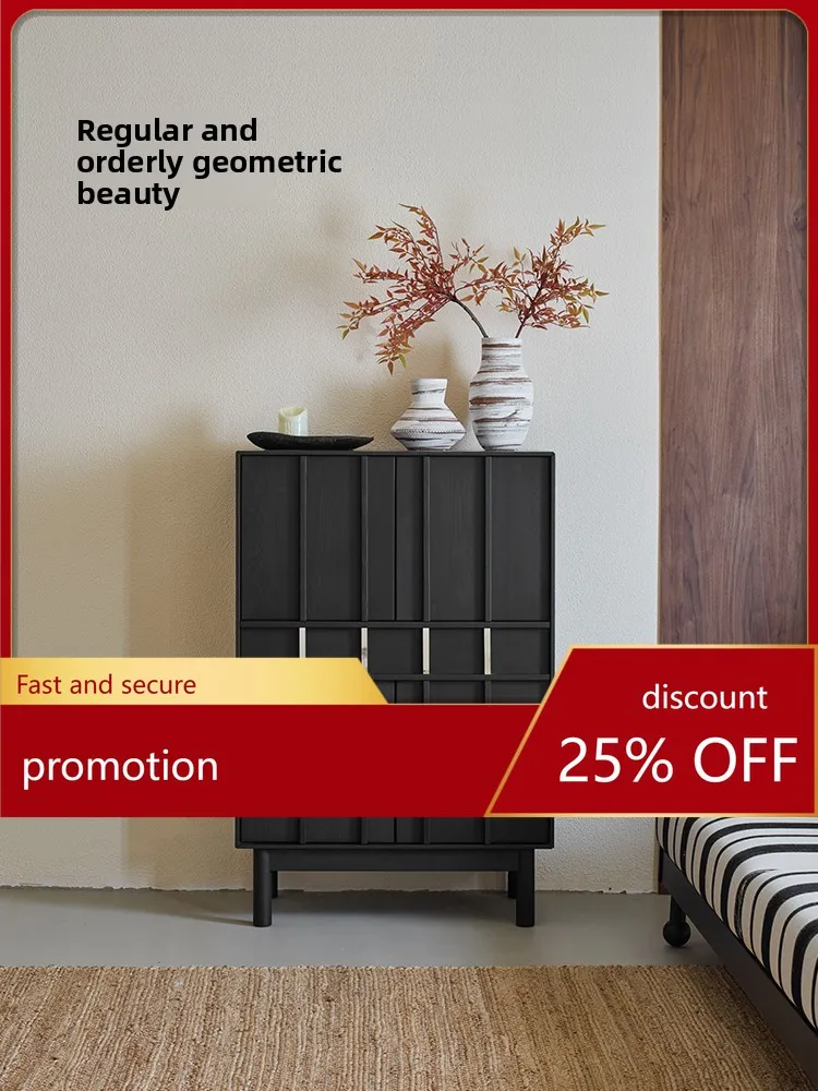 ZML Solid Wood Sideboard Cabinet Living Room Wall-Mounted Integrated Storage Cabinet Sofa Side Storage Cabinet