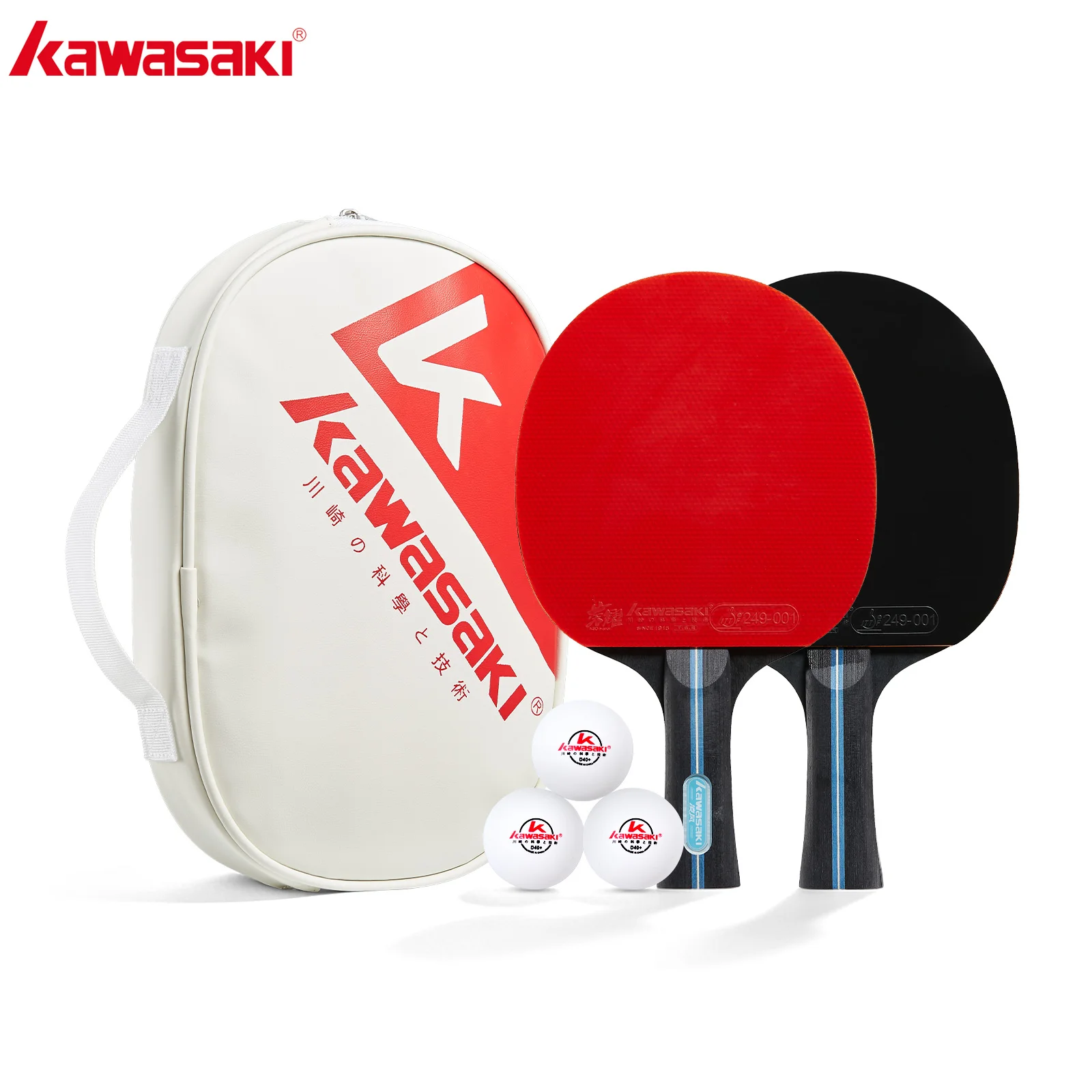 kawasaki-卓球セット-ラケット2本-ボール3個-ケース付き-ittf認定7層ブレード-初心者向けトレーニング用ピンポンパドル