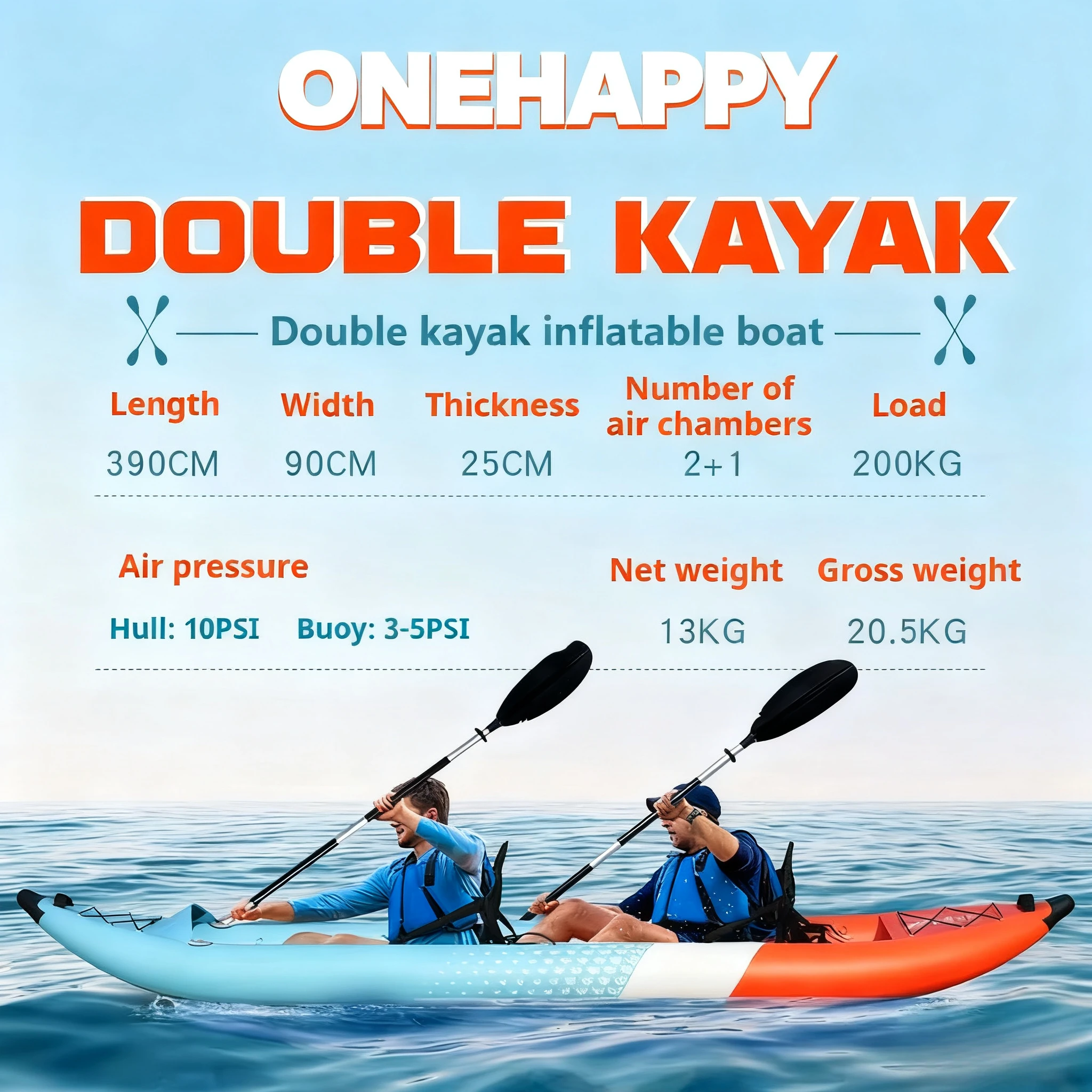 

Сверхмощный надувной каяк емкостью 200 кг, 3-камерное каноэ/рейф из ПВХ со сливным клапаном и быстрым плавником для рыбалки и отдыха