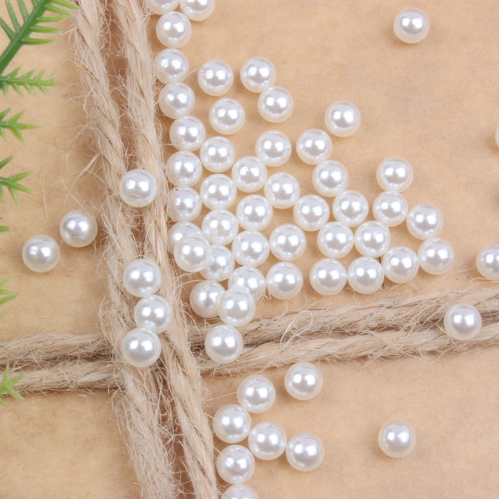 New White Ivory 1mm-12mm High Bright ABS No Hole Round Faux Pearls Loose Charms Bead For DIY Vases Filler Jewelry Making