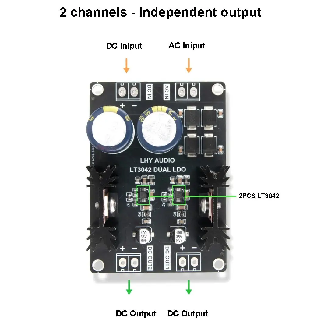 Dual LT3042 Ultra-Low Noise Regulator 1.2V 2.5V 3.3V 5V 9V 12V 15V DC Voltage RF/Audio Power Supply For ADC/DAC & RF Preamp