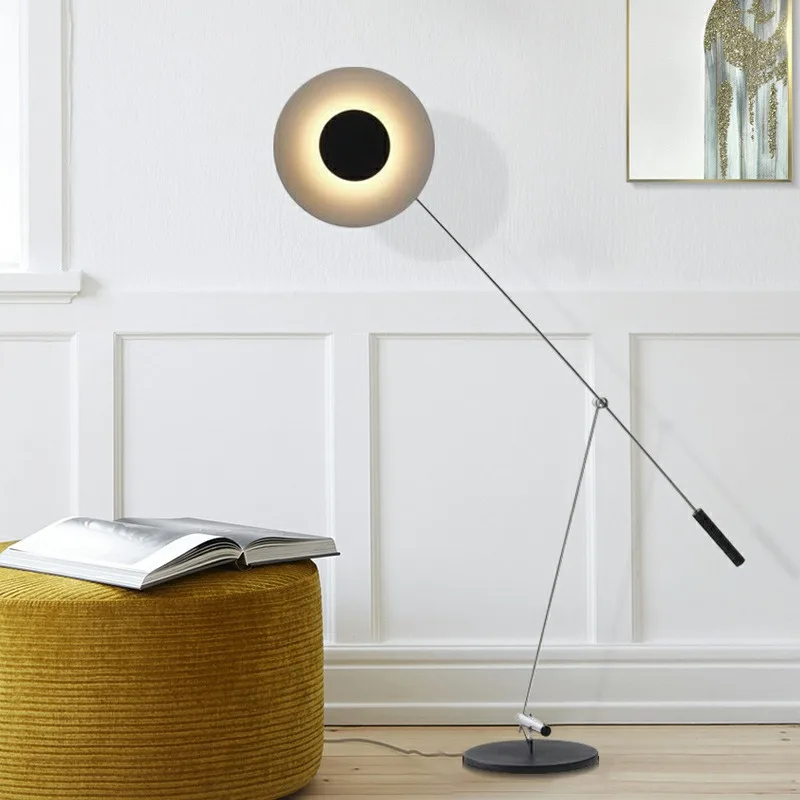 Metal long arm rocker arm adjustable living room study sofa, designer exhibition hall model room creative floor lamp