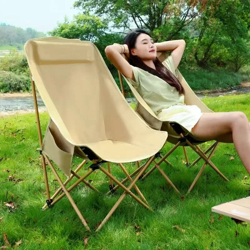 

Outdoor beach chair portable foldable camping leisure chair stainless steel frame maximum load-bearing capacity of 150KG