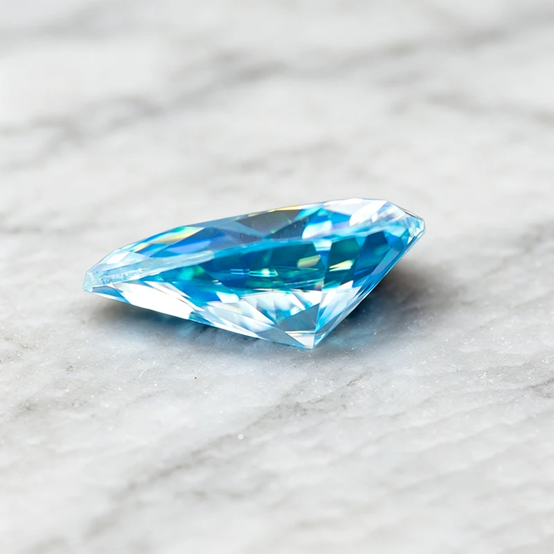 Moissanit-Stein in Eisblauer Farbe, Birnenförmiger Schliff, Edelstein für DIY-Schmuck, Ring, Halskette, Ohrringe, Hauptmaterialien mit Zertifikat – Detail 4