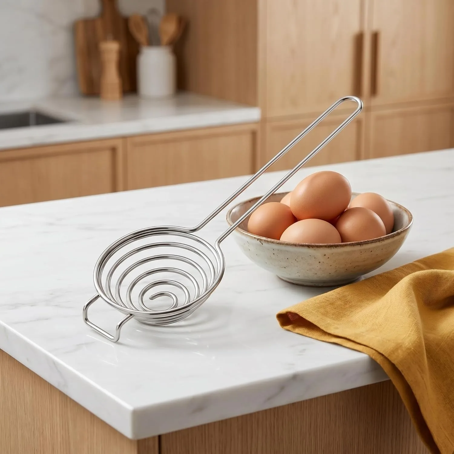 2PCS Stainless Steel Egg Separator Tool, Egg Yolk White Separator & Sifting Filter for Baking, Fast Separation Kitchen Gadget, Egg Divider for Raw Eggs, Cake Baker Tool