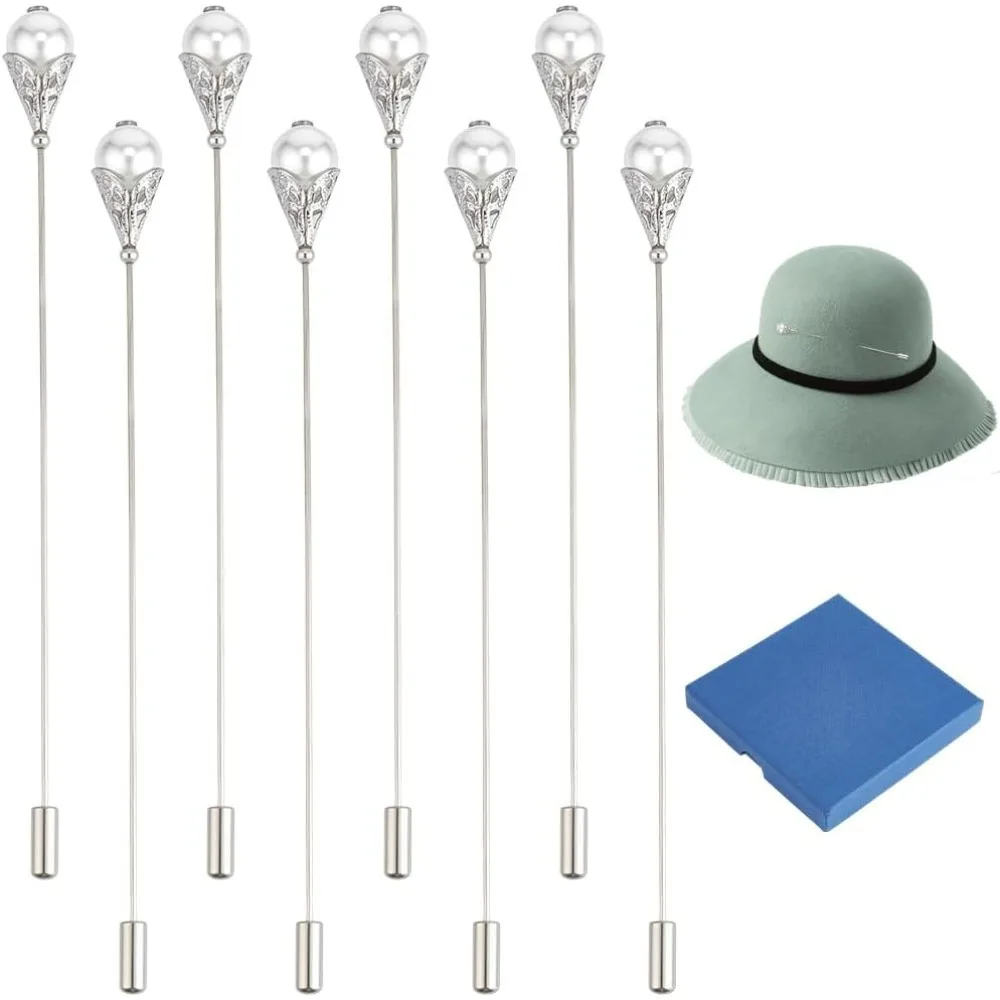 

Набор из 8 брошей-шпилек с имитацией жемчуга, пластик ABS, латунный штифт, винтажные булавки-заколки для галстука и шарфа