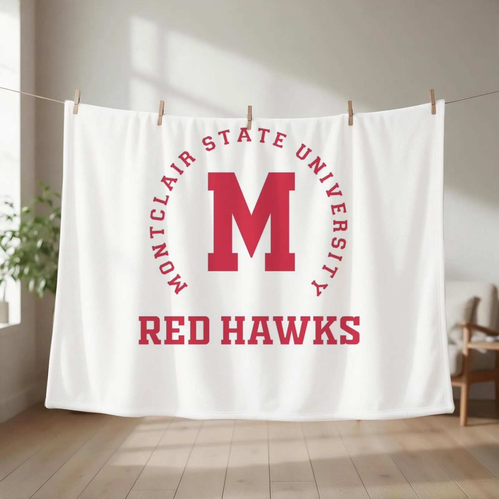 Montclair State 1908 University Apparel, Long Sleeve, Sweat, Throw Blanket couch cozy soft plush fuzzy picnic outdoor blanket