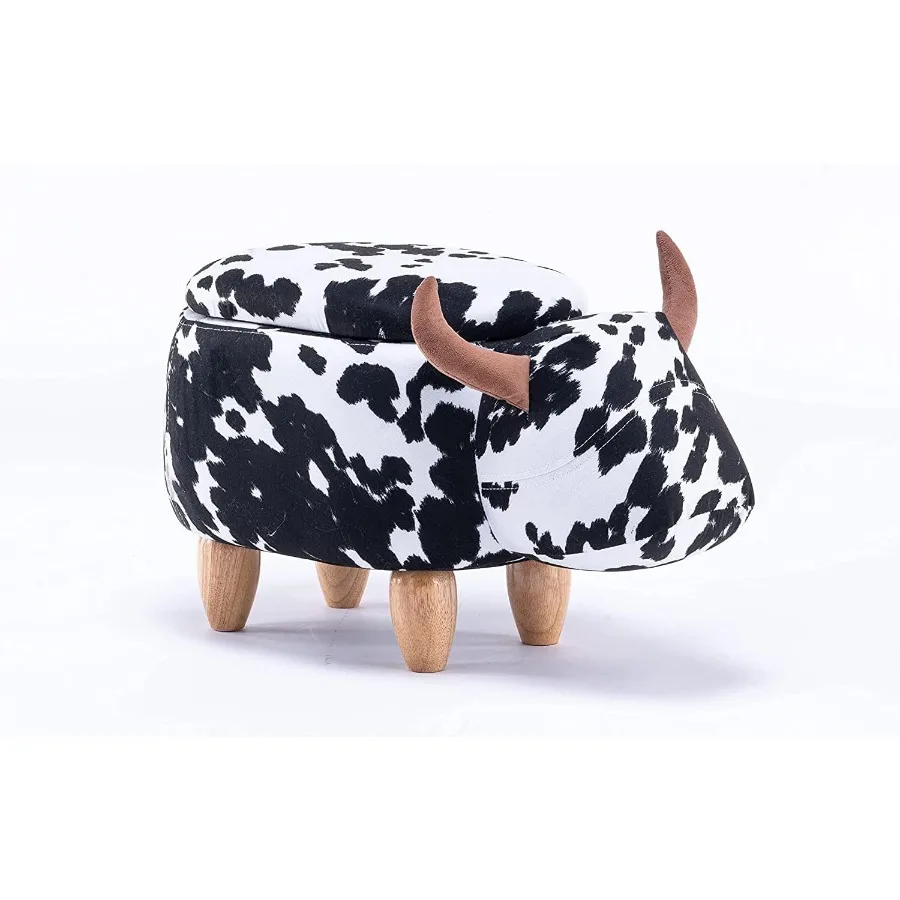 

Cow Ottoman for ' Bedroom Playroom Nursery and Living Room Animal Ottoman with Storage Footstool for Black/White Versatile Soft