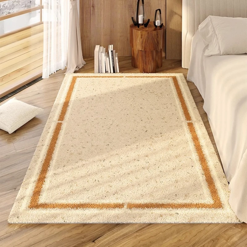 

Beige Minimalist Geometric Carpet Comfortable Soft Bedroom Rug Luxurious Decoration Large Size Living Room Carpets Cloakroom Rug