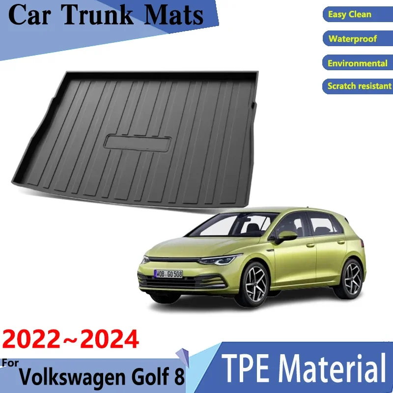 For VW Volkswagen Golf MK8 Accessories GTE GTD GTI R 2022 2023 2024 5seats TPE Material Dirt-resistant Mats Trunk Mat Accessorie