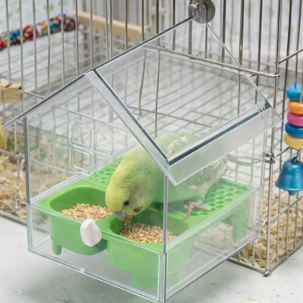 

Прозрачная многофункциональная кормушка для попугаев с защитой от рассыпания корма, выдвижная пластиковая миска для кормления птиц, внешняя ванночка для попугаев