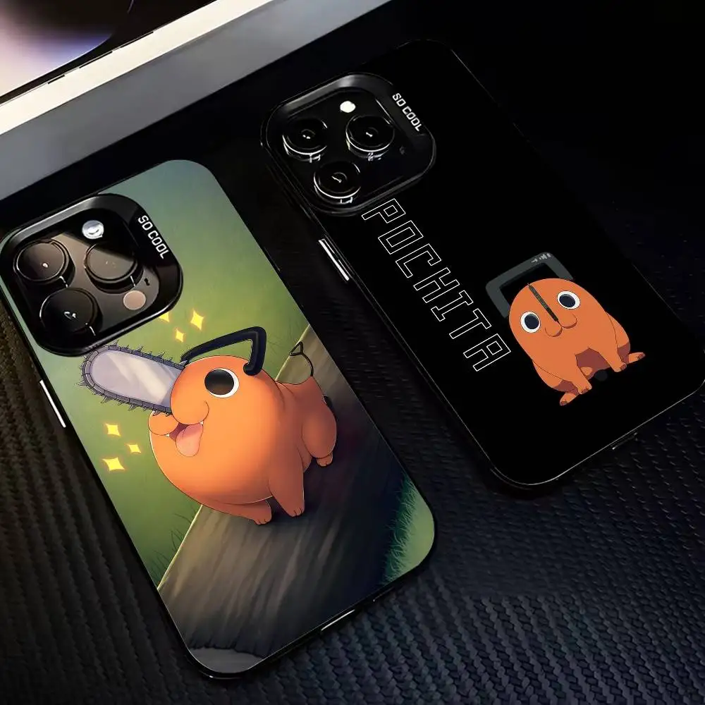 

Cute P-Pochita-ES Phone Case For iPhone 17,16,15,14,13,12,11 Plus,Pro Max,XS,Colorful Silver Black Cover