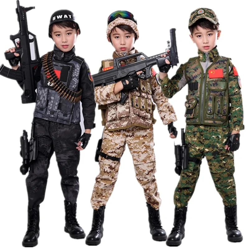 Disfraz de Halloween de Carnaval de camuflaje para niños, niñas y niños, uniforme militar de fuerza especial para niños, disfraz de fiesta, chaleco elegante RX