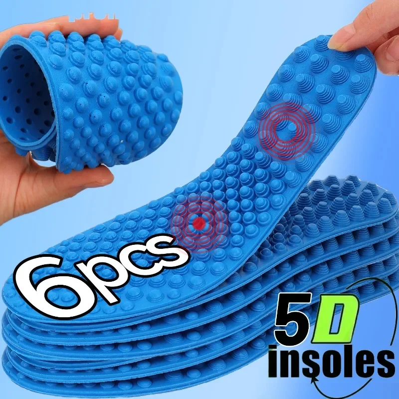 2/6Pcs Healthy Massage Insole for Feet Shock Absorption Shoes Insoles Men Woman Non Slip Shoe Pads Soft Sports Casual Shoes Sole